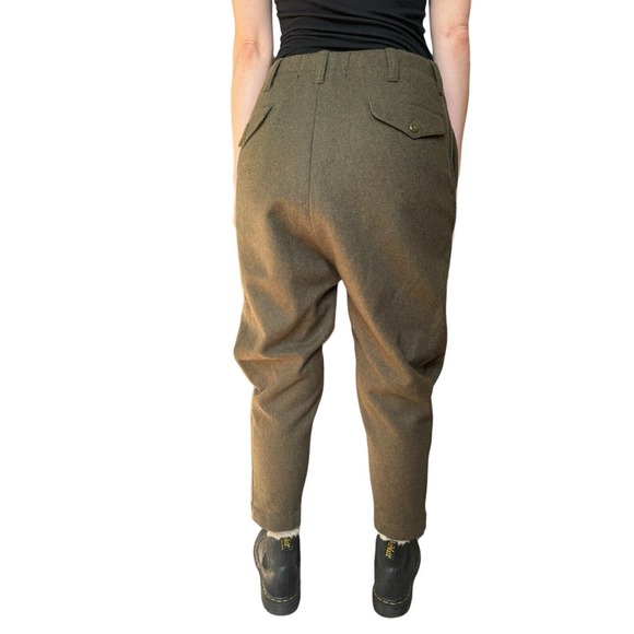RARE NLST Army Green Wool Drop Crotch Baggy Pants 26 Small Archival - Picture 7 of 8